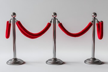 Red velvet rope barricade on white