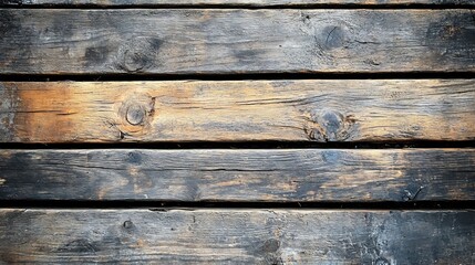 Obraz premium Rustic Weathered Wood Planks Dark Brown Texture. AI Generated