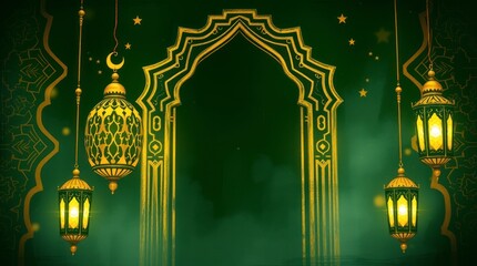 Elegant Islamic Lantern Archway Background Ramadan Design