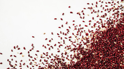 Fototapeta premium The rich, deep red color of the beans stands out, showcasing their smooth texture and natural shine