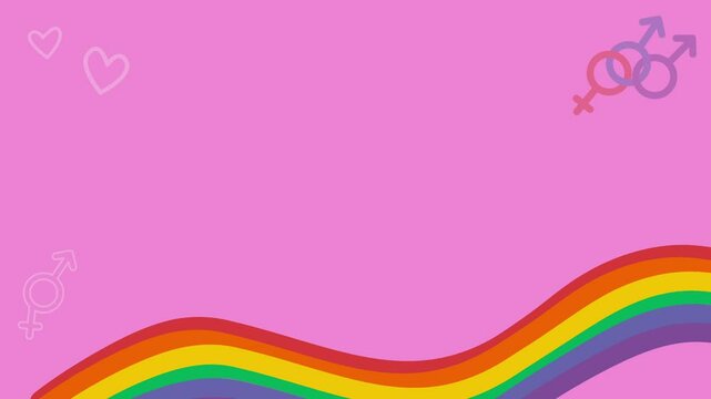 abstract background with rainbow backdrop with pride colors for copy space 4k animated backdrop loop with male female unity symbols bisexual and bigender gender equality concept