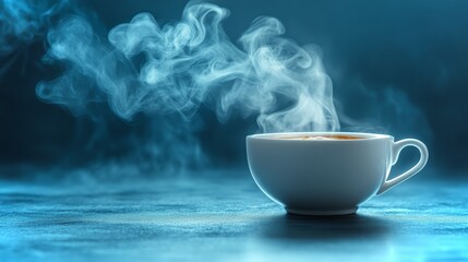 Coffee cup with rising steam creates a calming atmosphere in a tranquil setting