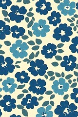 Obraz premium A Vibrant Floralscape: Seamless Texture with Bold Indigo Blossoms