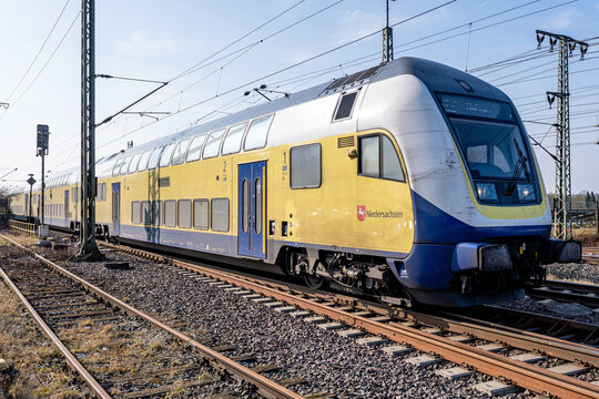 N&ouml;rten-Hardenberg, Germany - February 20, 2025: Metronom train