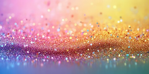 Colorful glitter spread across a surface creates a vibrant and festive atmosphere for celebrations and events