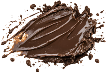 Wet mud, stains texture kept on white or transparent background, top view, clipping path
