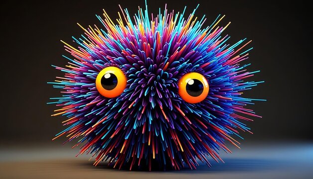 Glowing Koosh Ball Monster with Wiggling Fibers