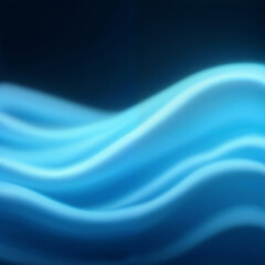 Naklejka premium Waves of Light Flowing Smoothly in Deep Blue , created with generative AI technology 