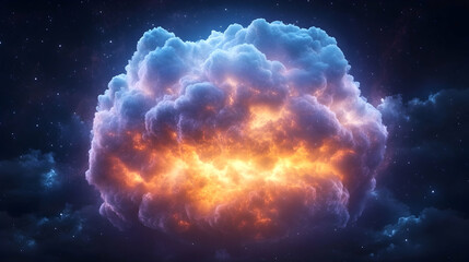 Obraz premium Glowing Night Cloud Cosmic Storm; Digital art for fantasy, sci-fi, or backgrounds