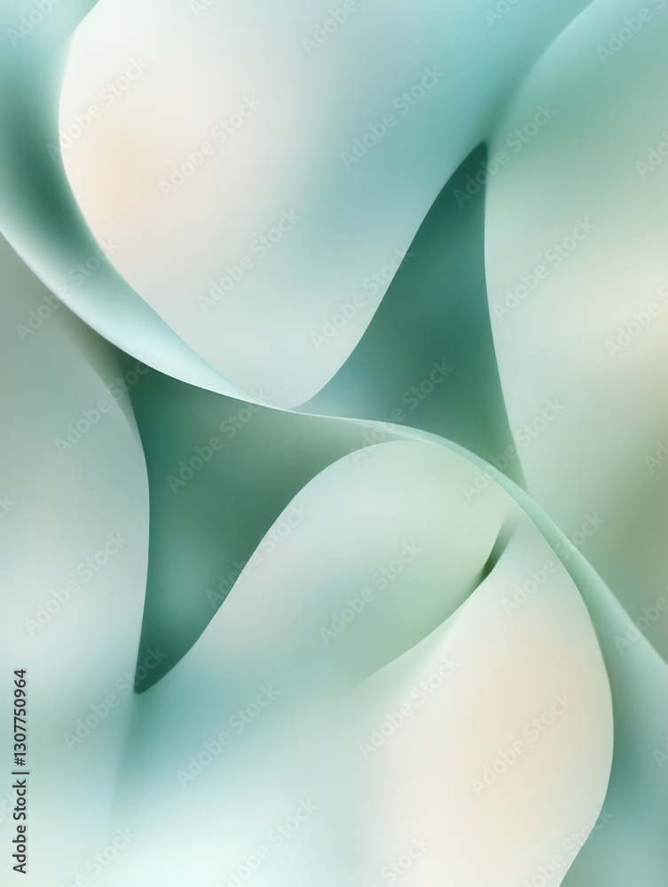 Poster Calm abstract background with smooth flowing shapes in pastel green and blue tones creating a serene atmosphere Generative AI