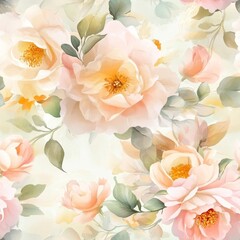 Fototapeta premium Elegant pastel floral pattern featuring delicate roses in a seamless design