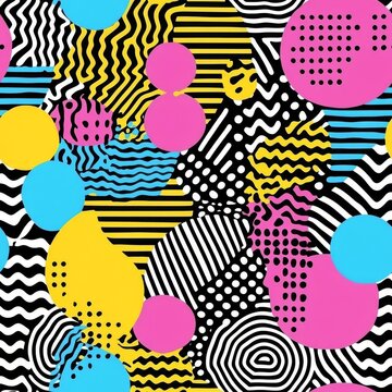 Captivating geometric retro pattern of colorful circles in endless array of shapes