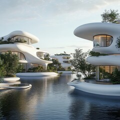 Modern architecture in Abu Dhabi, United Arab Emirates. 3D rendering