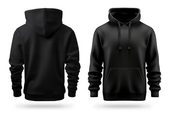 black empty  hoodie sweatshirt design template mockup print pattern isolated white background. blank clothing fashion sweater and pullover concept