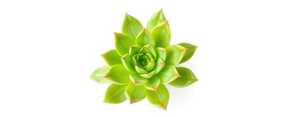 A vibrant green succulent plant, isolated on a pure white background, design element, high resolution