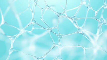 Fototapeta premium Glass network displaying crystalline interconnections against turquoise backdrop, visualizing technological connectivity and scientific communication principles