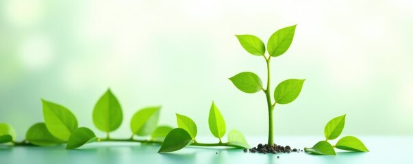 Focal point green stem isolated on white background, plants, stems, foliage