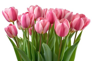 Fototapeta premium A bouquet of pink tulips, vibrant and fresh, symbolizing spring and love.
