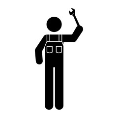 Mechanic holding a wrench pictogram icon illustration