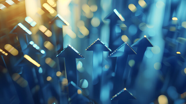 Glowing Blue Arrows Pointing Upward, Symbolizing Growth and Success