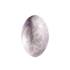 3D colorful easter egg. Purple egg decorated for easter. 3d illustration on isolated background