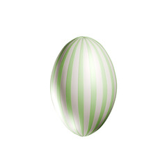 3D colorful Easter egg. Green egg painted in stripes for easter. 3d illustration on isolated background