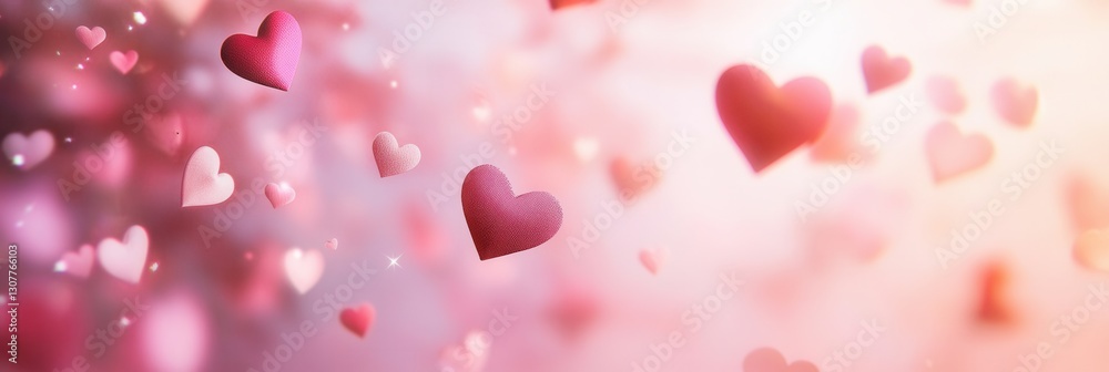 Aufkleber Soft pink hues create an abstract background filled with floating hearts and delicate textures celebrating love and affection Generative AI