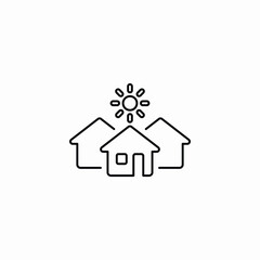 sun housing icon sign vector