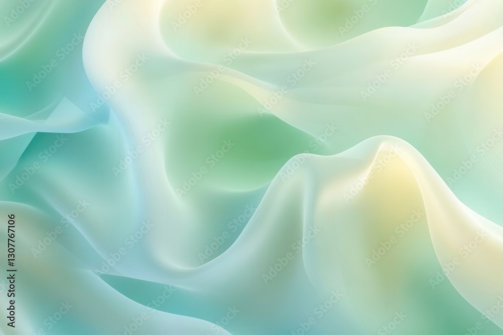 Aufkleber Calm and soothing abstract background with pastel green and blue flowing shapes creating a serene atmosphere Generative AI
