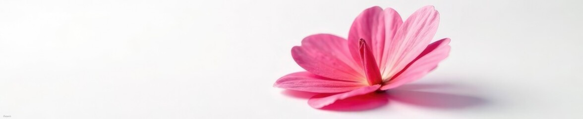 Petals gently unfolding on a pure white surface, isolation, flower closeup