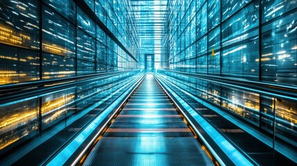 Obraz premium Futuristic moving walkway in modern building