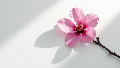 Single blossom on white background with shadows, black, single blossom, monochromatic