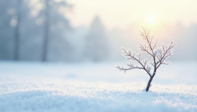Single branch against white backdrop in frosty morning light, solitude, white, frosty morning