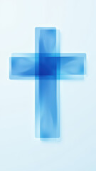 Obraz premium A blurred cross with a pixelated effect against a plain background.