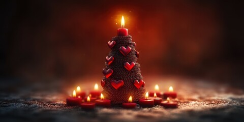 Unique heart-shaped candle display creating a warm atmosphere for a romantic celebration
