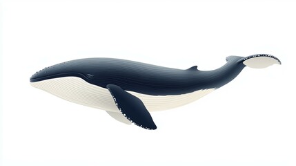Obraz premium Elegant Whale Illustration: Serene Ocean Life in Minimalist Style