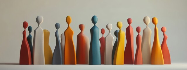 Colorful Abstract Figures Representing Diversity and Unity in Art