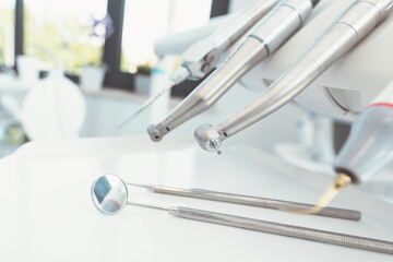 Modern dental drills in the dentist's office