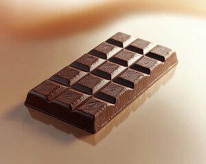 Smooth Chocolate Bar on a Reflective Surface with Soft Lighting