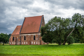 Old Red Brick Church In Lithuania, Kaunas District. Zapyskis