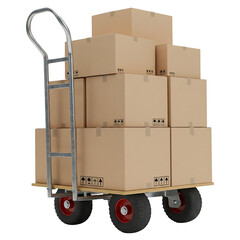 Cart Loaded with Cardboard Shipping Boxes