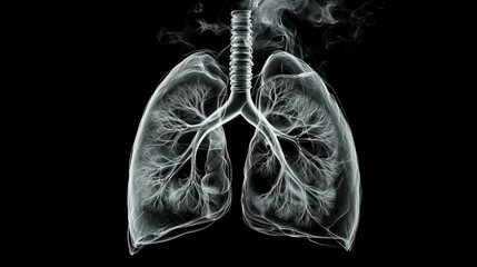 Ethereal Lungs: A Smoky, X-Ray Style Medical Art Piece