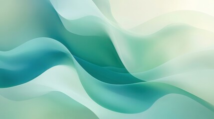 Smoothing waves of pastel green and blue create a sense of calmness and tranquility in an abstract background Generative AI