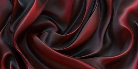 Obraz premium Elegant Swirls of Crimson and Charcoal Abstract Fabric Texture with Soft Luxurious Drapes and Folds