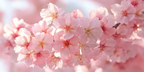 Obraz premium Gentle Embrace of Cherry Blossoms in Springtime Serenity Soft Pastel Hues and Delicate Detail
