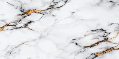 Golden Veins on White Marble Texture Stone Surface Luxurious Pattern for Interior and Design