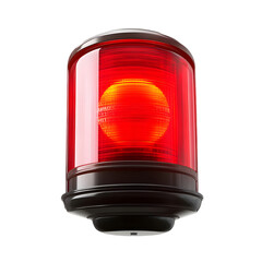 Red emergency siren light flashing on white or transparent background.