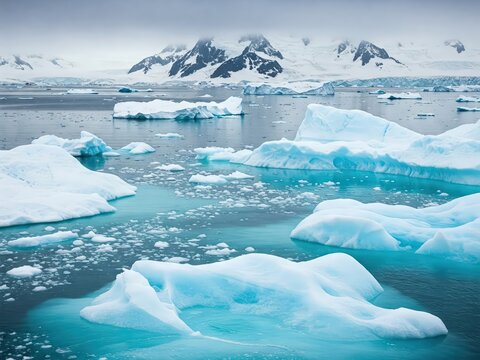 chunks of ice floating in the sea symbolising global warming.