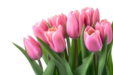 Fototapeta premium A bouquet of pink tulips, vibrant and fresh, symbolizes spring and beauty.