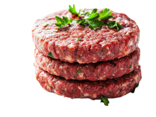Isolated Raw Burger Patties Stack